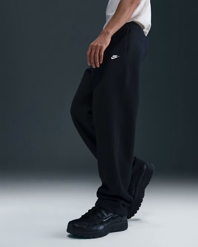 [FN3730-010] Men's Nike Club Open-Hem Fleece Pants - 'Black/White'