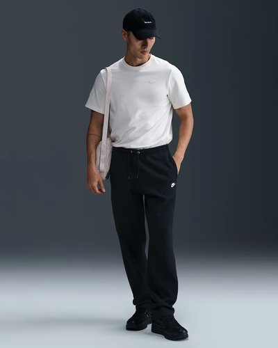 [FN3730-010] Men's Nike Club Open-Hem Fleece Pants - 'Black/White'