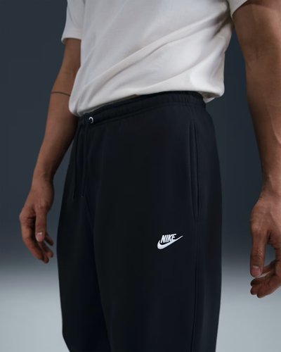 [FN3730-010] Men's Nike Club Open-Hem Fleece Pants - 'Black/White'